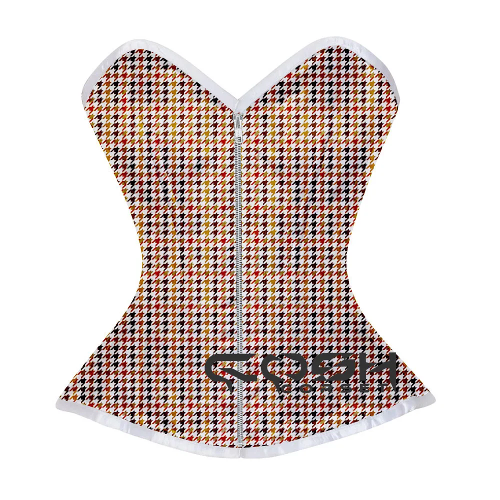 Sublimation Printed Corset With Zipper Up Over Bust Steel Boned Fall Romantic Outfit Extreme Curvy Bespoke Corset Bustier Top