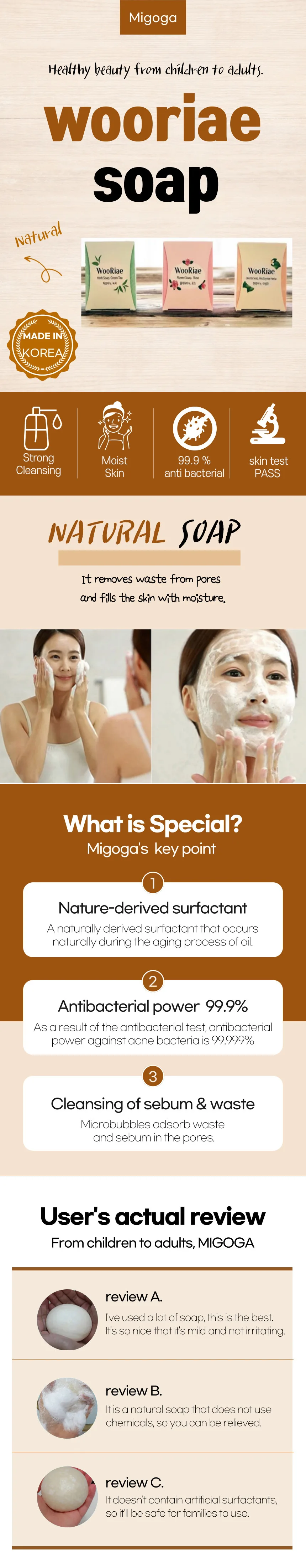 hand soap made in korea soap safe skin barrier strengthening for woman green tee traditional moist for itch blackhead_WOORIAE