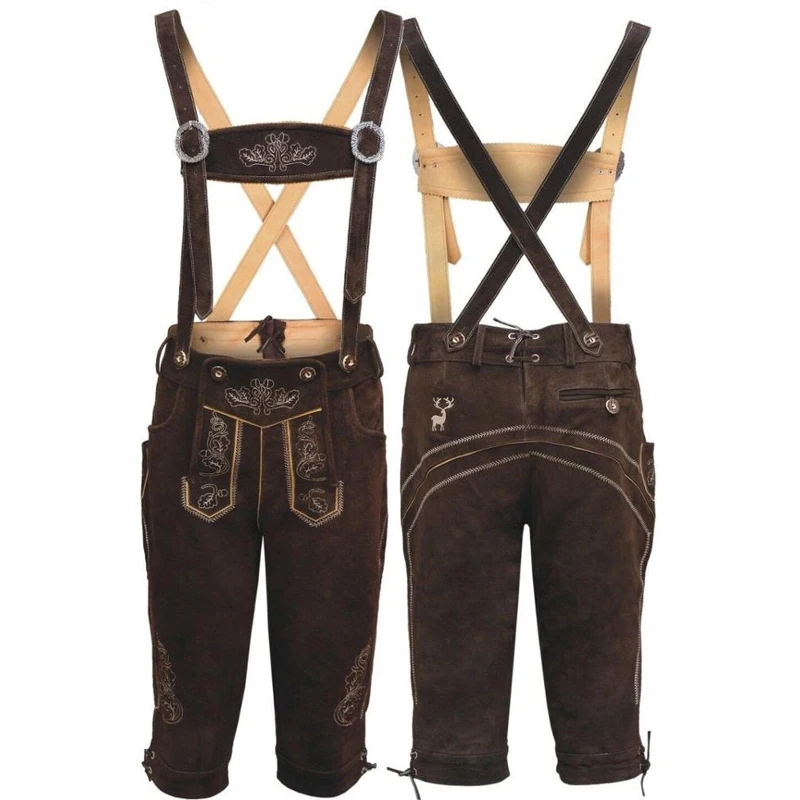  Длинные и короткие штаны Lederhosen из потертой кожи винтажные вышитые баварские шорты