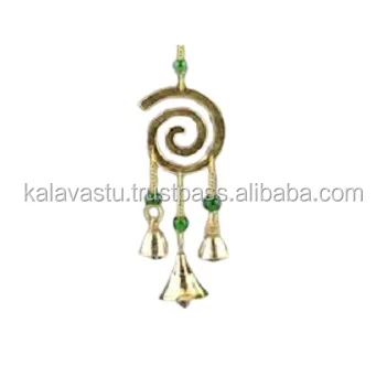 Hanging Brass Wind Chime Pentacle with Bell and Blue Beads For Home Decor Handmade  wind Chime