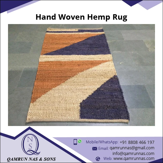 Top Quality Bulk Stock Elegant Pattern Hand Woven Hemp Rug Australia in geometrical design rug JH-122