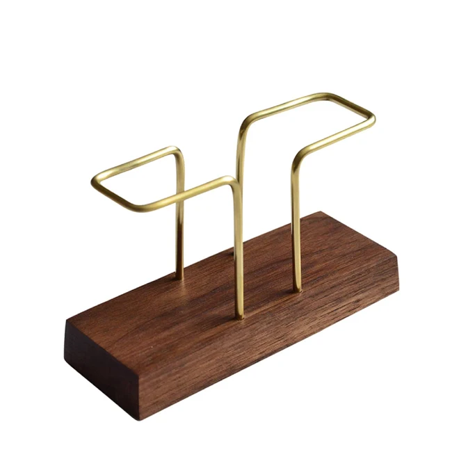Metal Wire & Wood Base Napkin Holder Stand