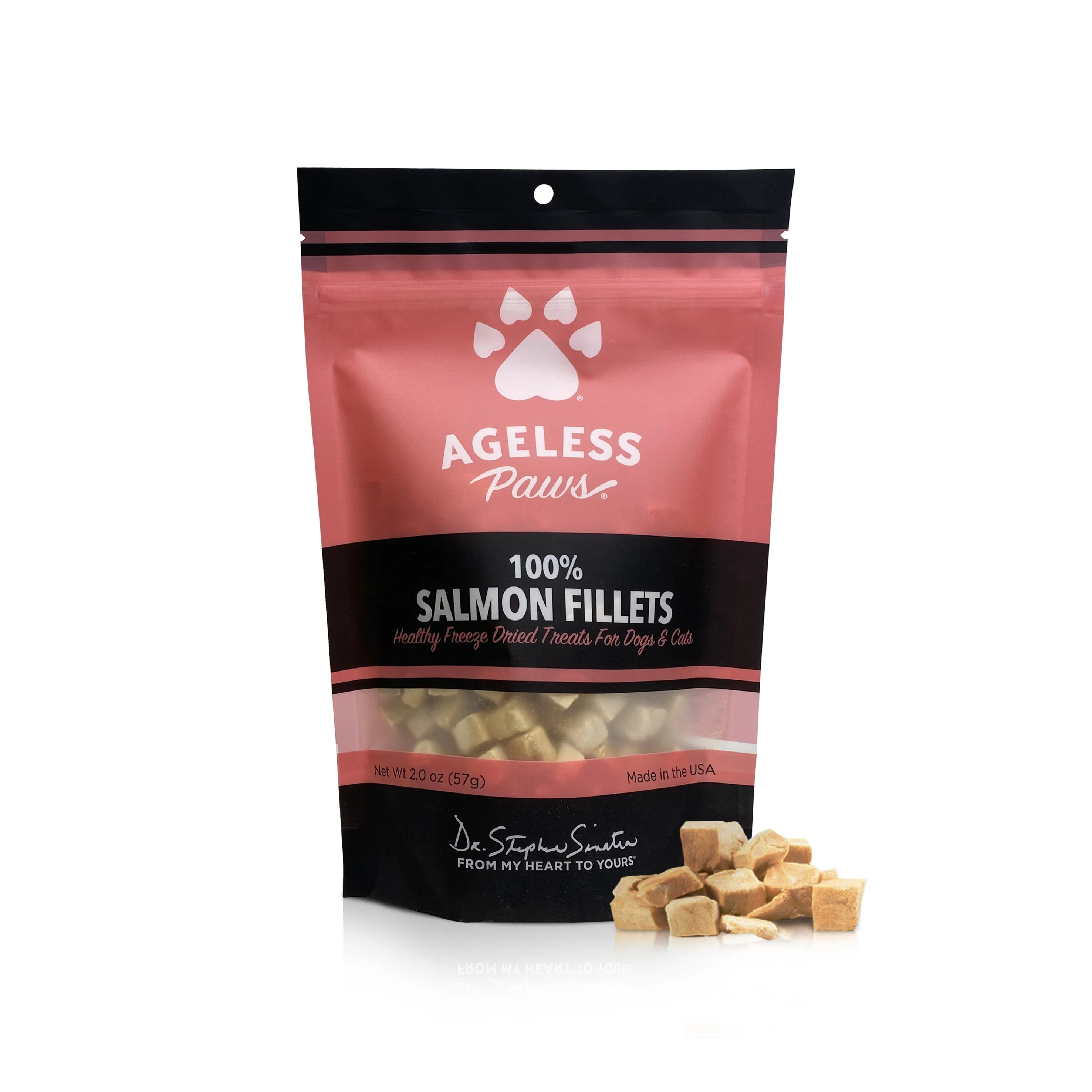 100% Salmon Treats for Cats and Dogs -  USA-Made, Gourmet, Freeze-Dried Raw, Single-Ingredient, Healthy Pet Treats (2 oz)
