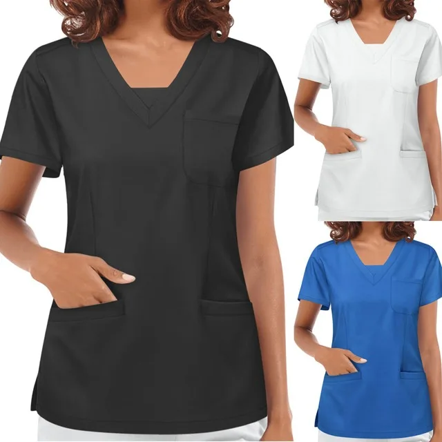 Wholesale Short Sleeve Shirts Medical Designs Cherokee Jogger Plus Size White Hospital Nursing Scrubs Tops Nurse Uniform OEM