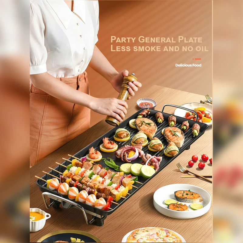 Easily Cleaned Non Stick Power Cord Korean Skewer Smokeless Indoor Table Barbecue Electric BBQ Grill