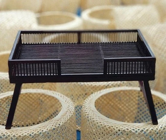 Eco- friendly Brown Foldable Indoor Outdoor All-Purpose Bamboo Table for Picnics Camping