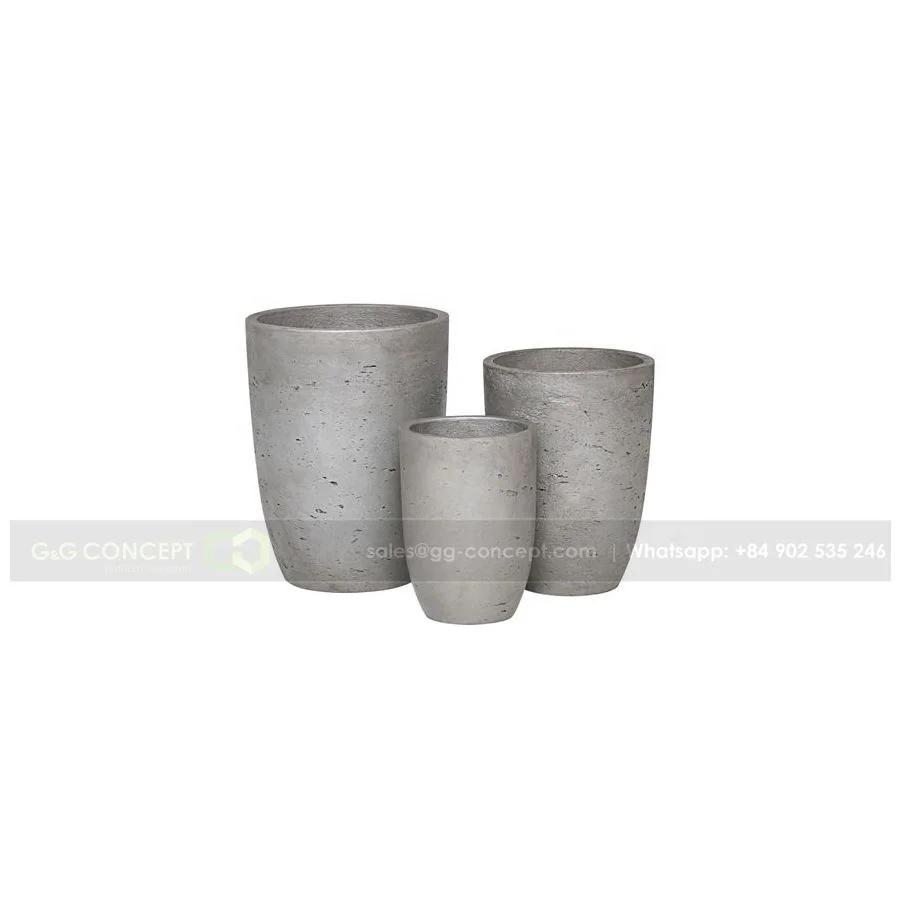 Round Light Cement Pot S3/ Grey Round Cement Pots/ Manufacturer Of Cheap Cement Plant Pot