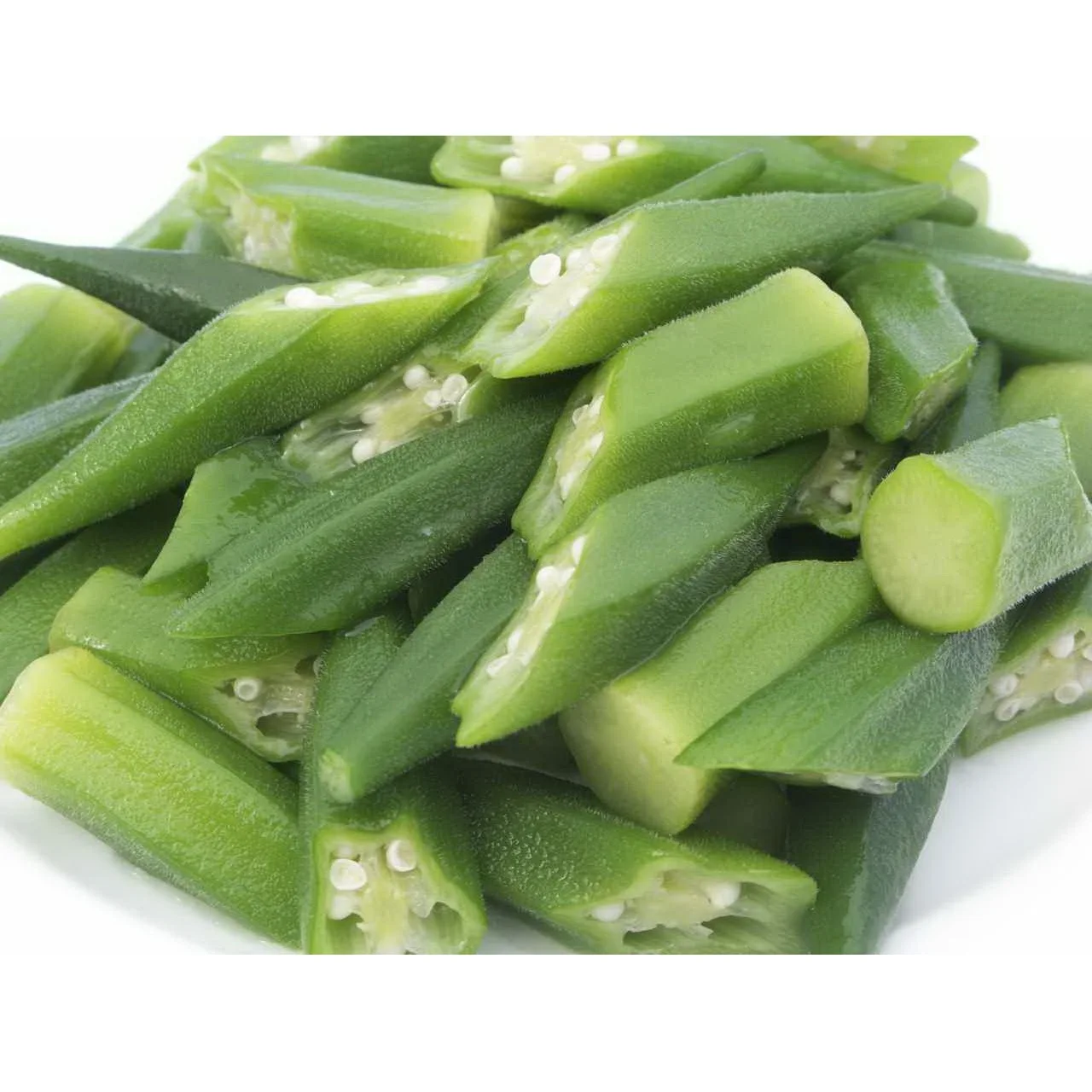 Frozen Boiled Slant Half Cut Okra With BRC Certification And IQF Process From Vietnam