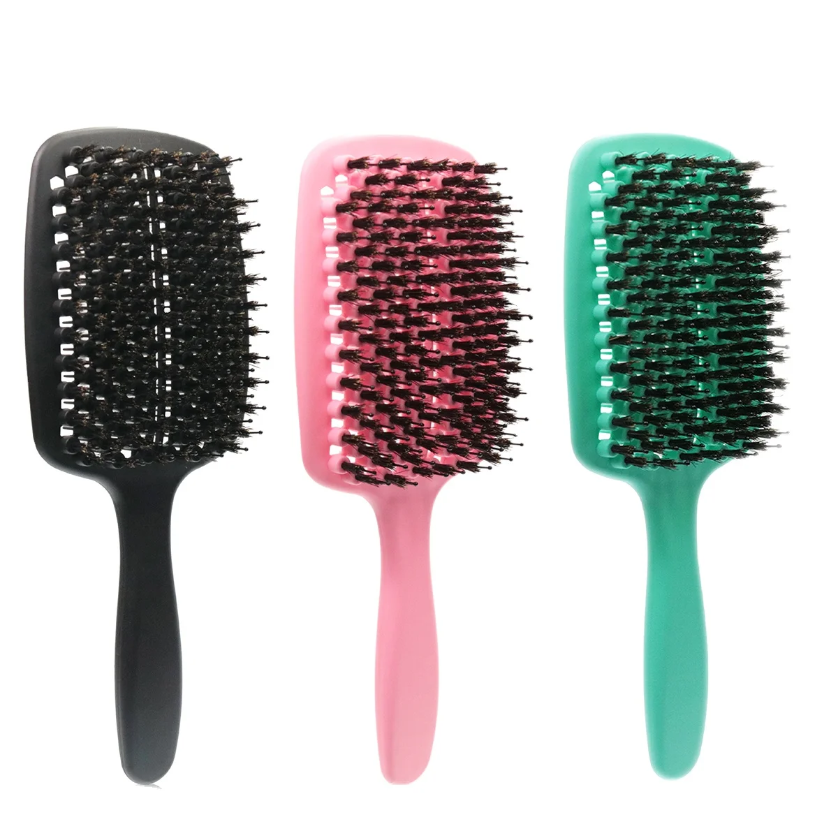 Hot Sales Hairdressing Comb Customized Boar Bristle Hair Brush with Nylon Pins Vent Detangler Hair Brush for Wet Dry Hair