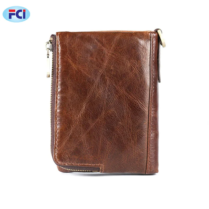 New Genuine Leather Men Wallet Coin Purse Small Short Card Holder Male Leather Wallet Zipper Pocket
