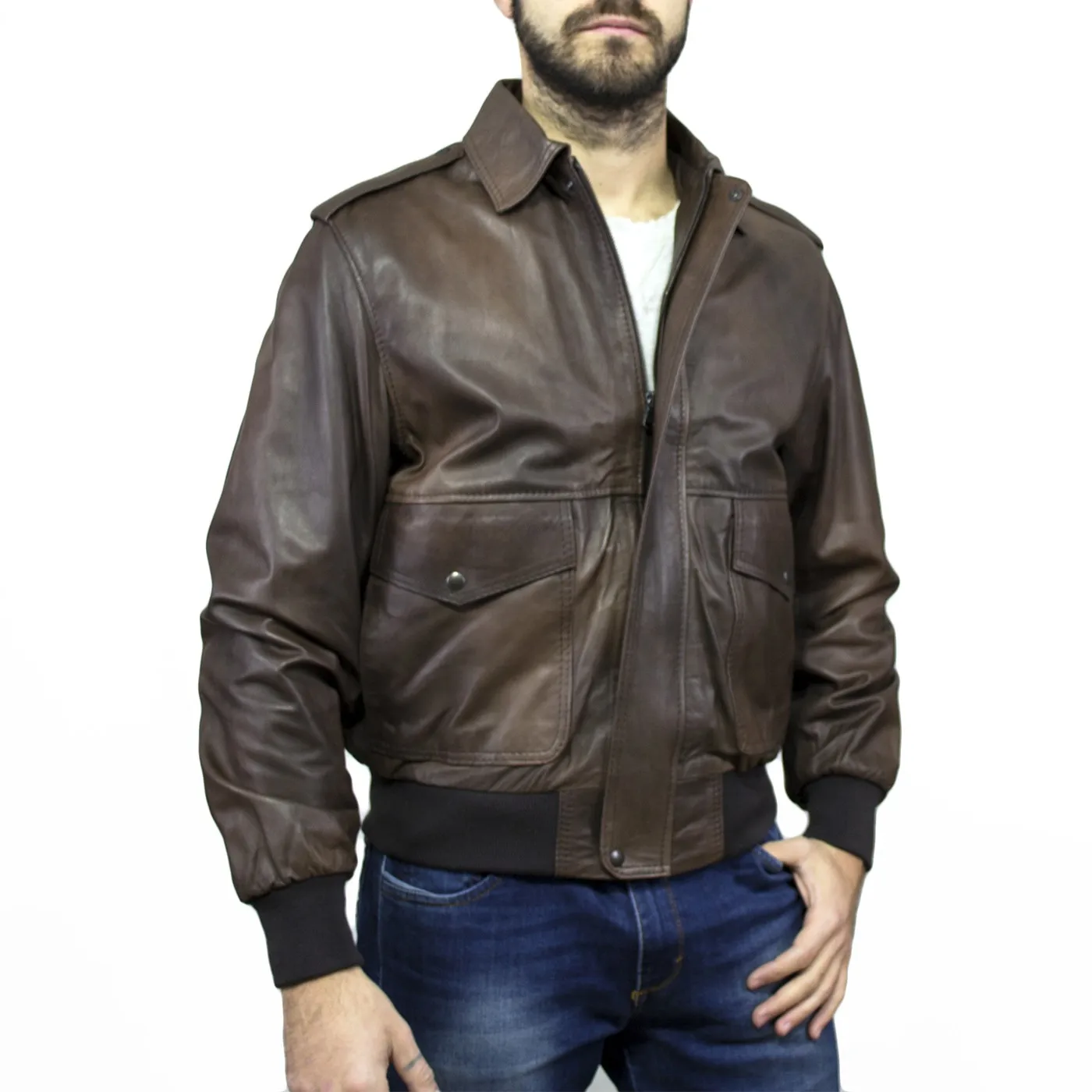 Superiour quality Warm Keeping leather jacket men zip-front Embossing logo design leather men jackets windproof leather jacket