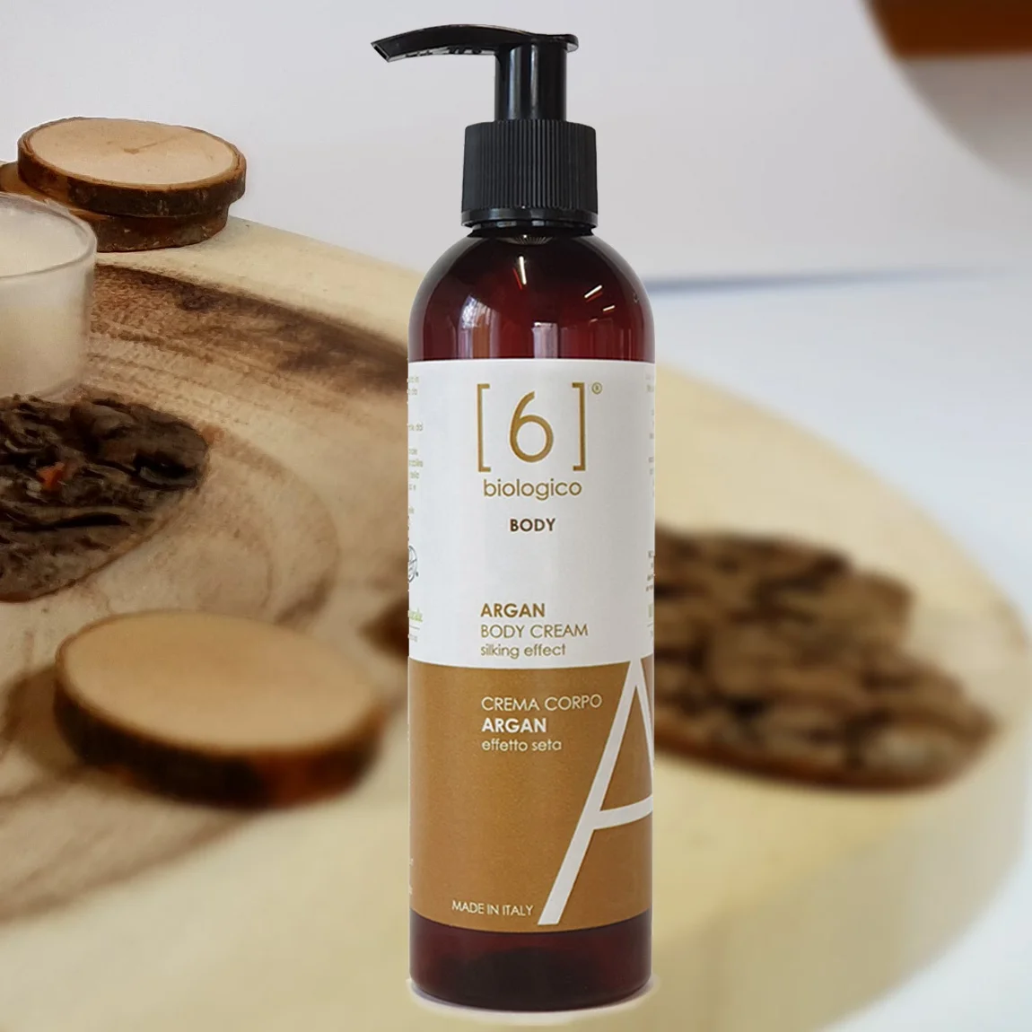 Organic Argan Oil Body Cream with Silking Effect - Made in Italy - All Natural Ingredients -