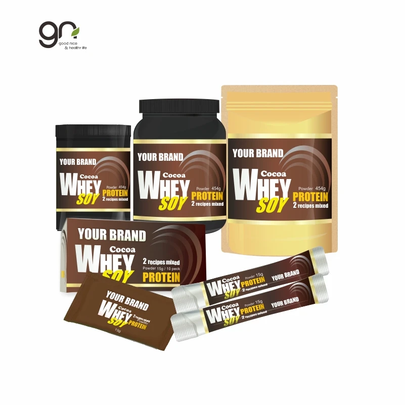 
Cocoa Flavor Whey Protein powder with soy protein could help you strengthen muscles and lose weight that we accept OEM - ODM 