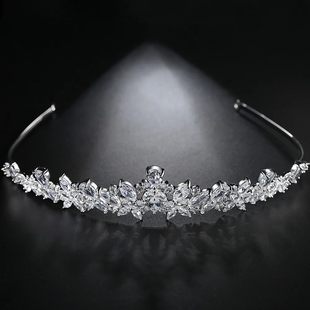 Luxury Wedding Bridal Zircon Tiara Crowns Princess Queen Pageant Clear CZ Jewelry Headband Wedding Hair Accessory Bling Jewelry