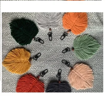 High Quality Boho Decor Feather Keychain Soft Cotton Natural Macrame Handicrafts Metal Keychain Accessories for Gifts