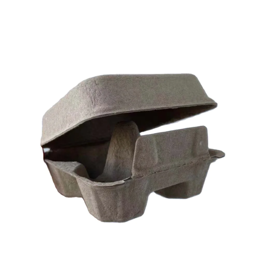 Custom molded pulp clamshell  paper box for small items biodegradable packaging box of recycled paper