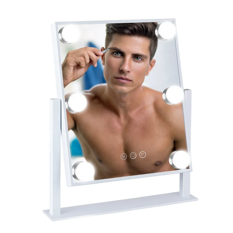 6 Bulbs LED Lighted Makeup Table 360 Degree Rotation Vanity frameless hollywood makeup mirror