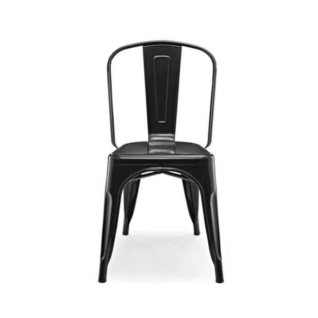 Vintage Industrial Bistro Cafe Stackable Metal Chair French Style Hotel Dining Chair Restaurant Metal Iron Chair in Black Finish