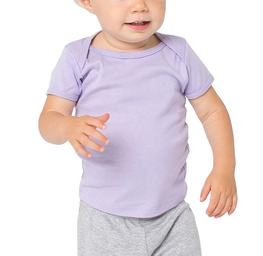 Baby T shirt tops clothes 100 % cotton plain dyed basic summer wear t shirts toddler kids Unisex solid color organic tees