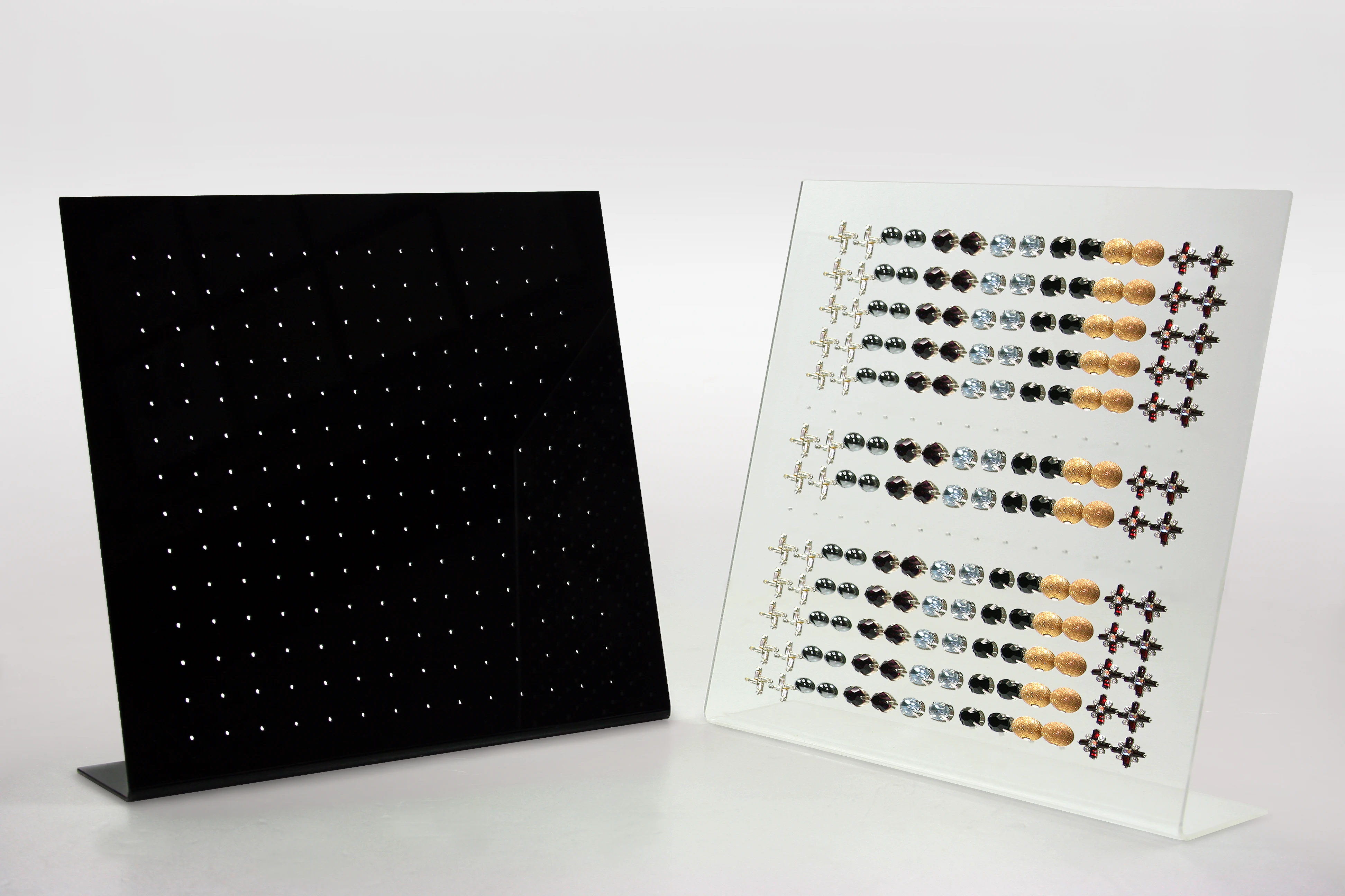 Clear & black Acrylic Studs Earring Jewelry Display Stand showcase each holds 49 pairs
