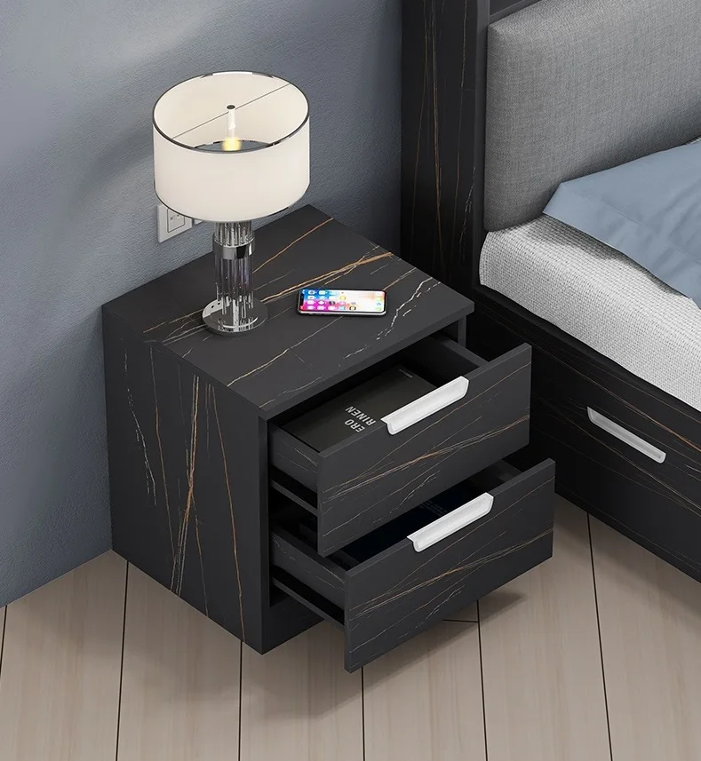 400x500xH400mm China Modern Black Wooden Milano Nightstand Bedside Table with Drawer for Hotel Apartment