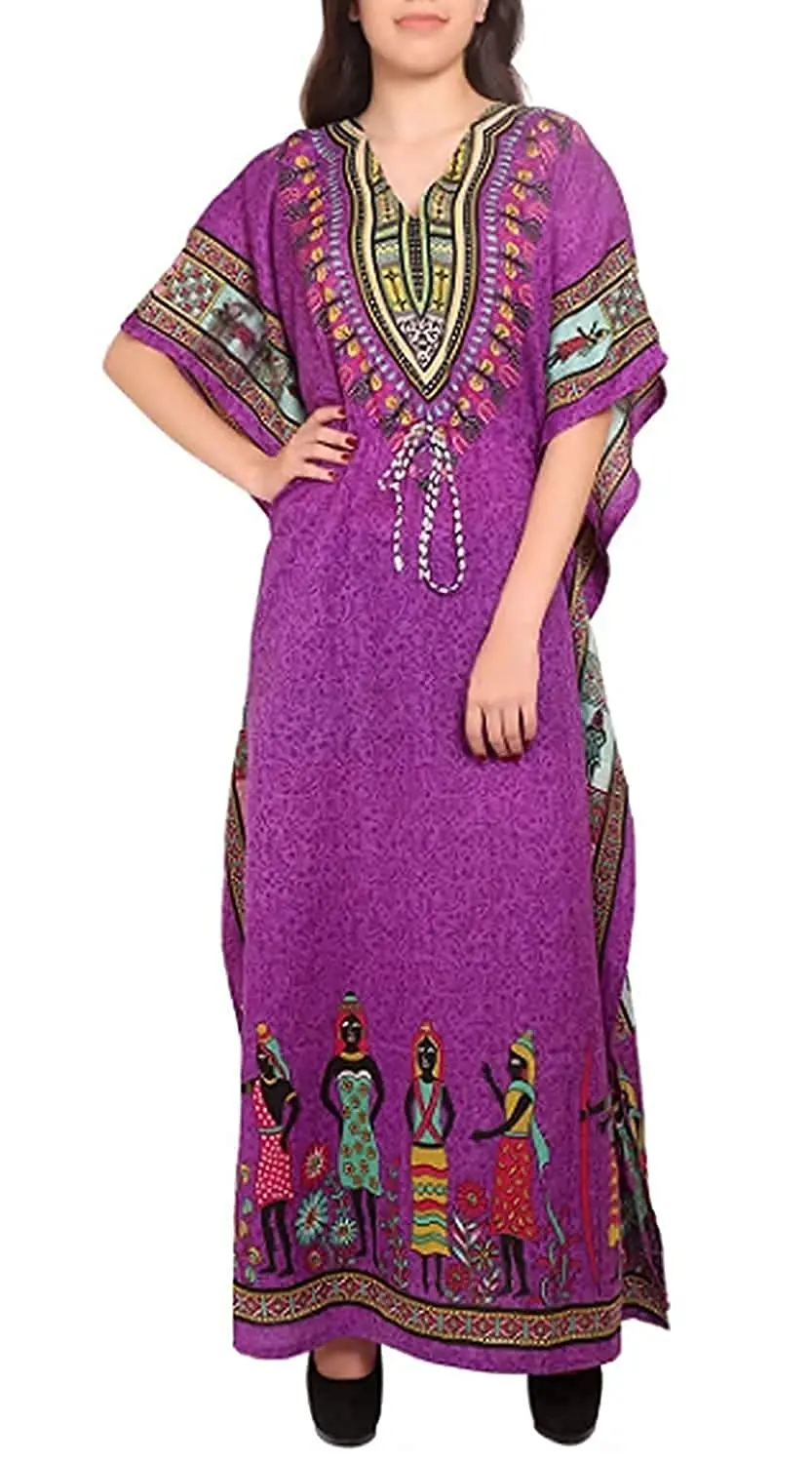 African caftan Night wear polyester maxi poncho Short design Women Kaftan Hippie Boho Dress Kimono Satiny Look Plus Size