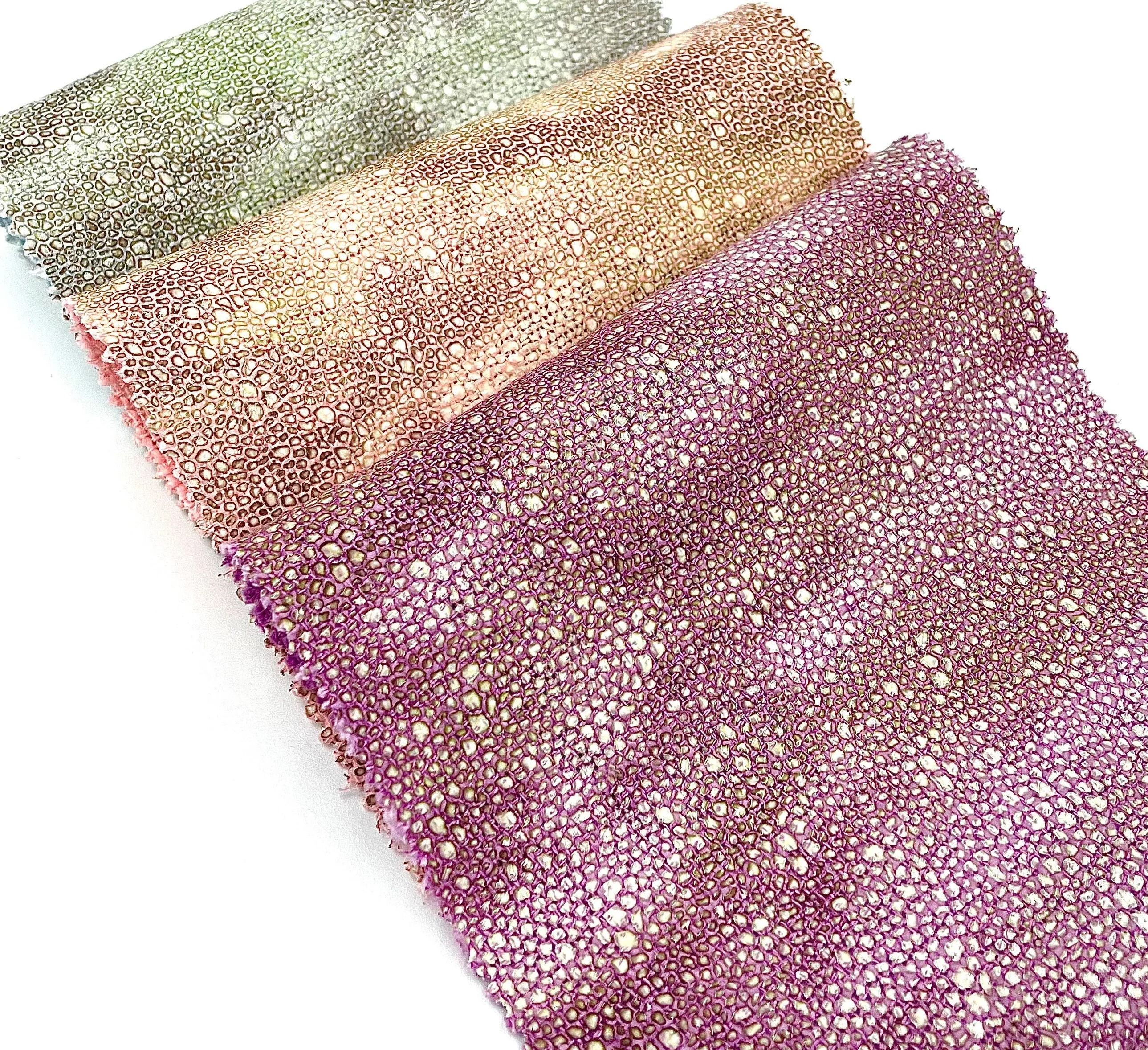 Льняная ткань EPO с лазерным переводным жемчугом дизайн рыбы для багажа