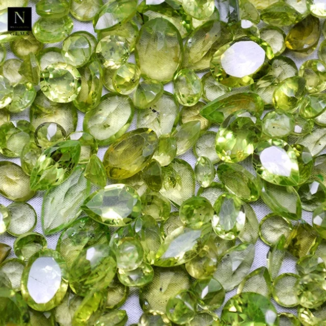 Natural Genuine 100% Peridot Faceted Mixed Shapes Loose Gemstone Round Heart Square Handmade Gemstone Green Stone Making Jewelry