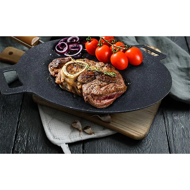 Best Quality Korean Non-stick 6 Layer Coating Round Griddle BBQ Grill Pan - Stovetop and Induction, Indoor and Outdoor