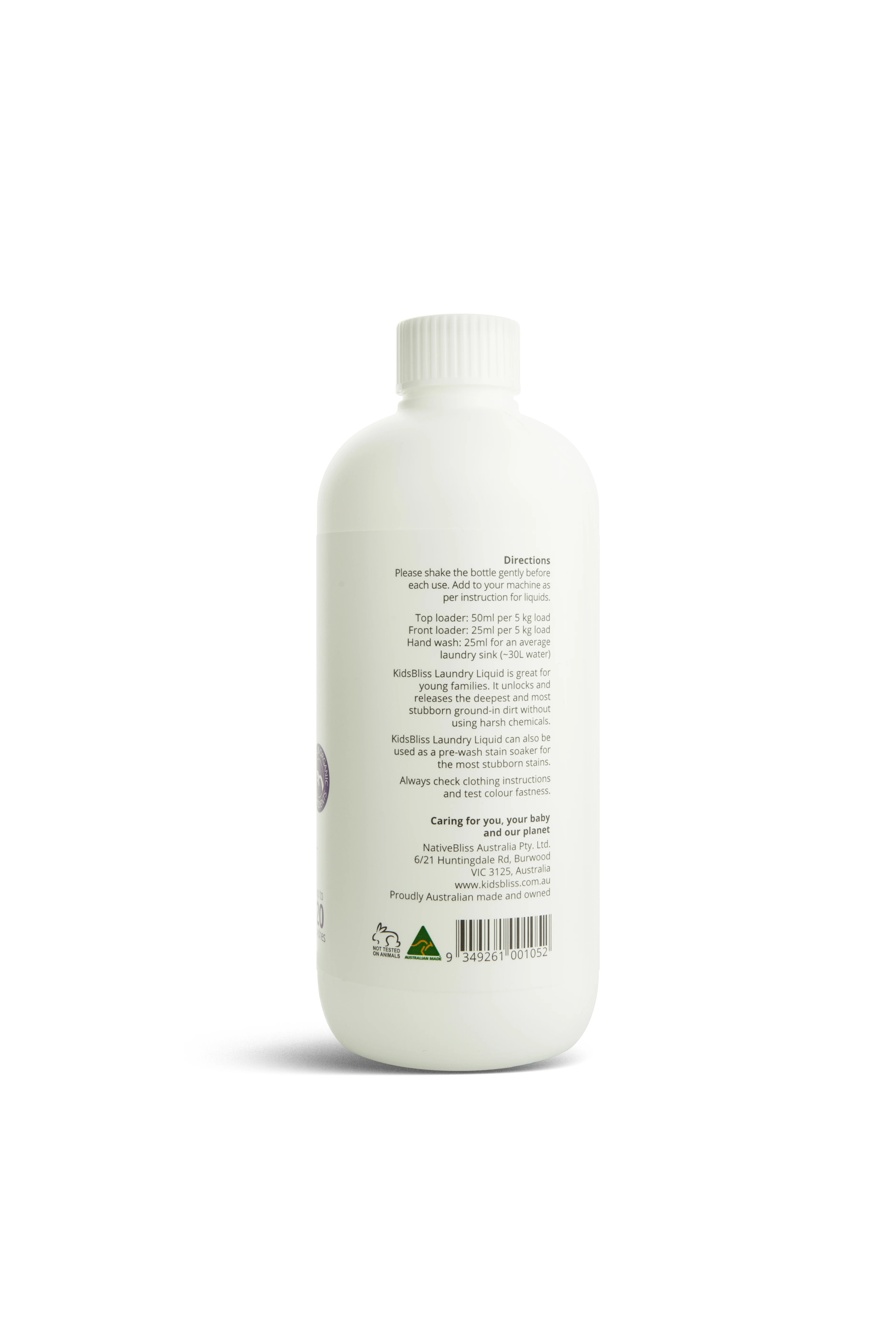 KidsBliss - Laundry Liquid Australian Lavender Baby Use -Australian Made Chemical Free 500ml Pure