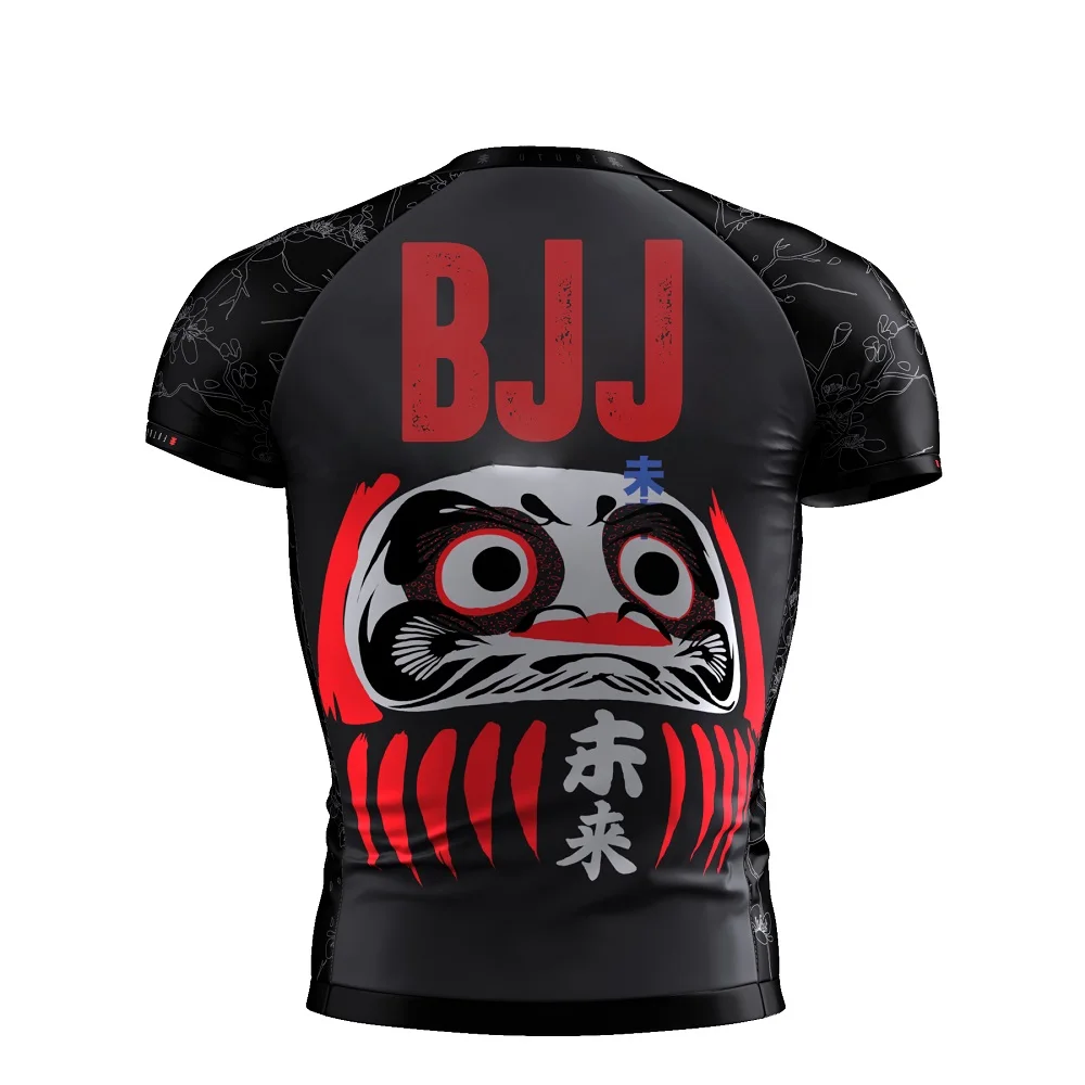 Short Sleeves Black And Red Sublimated Rash Guards & Printed Bjj Rash Guards For Kids