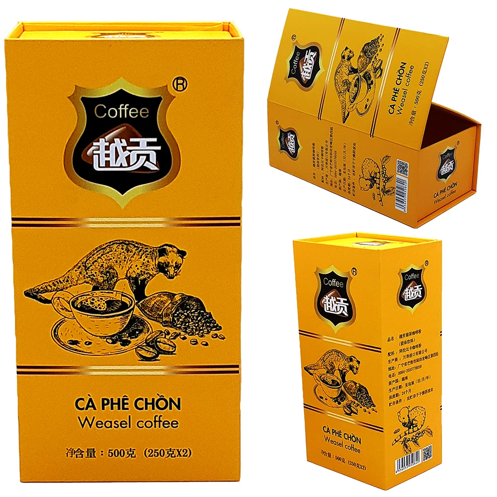 Factory Vietnam OEM Coffee Roasted Flavor WEASEL COFFEE  With Orange Gift Packing