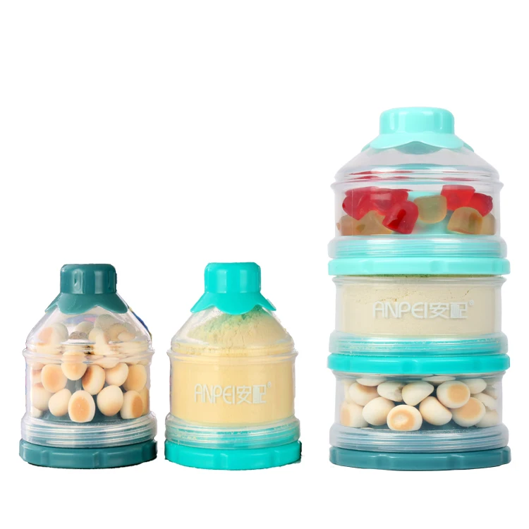Hot selling 3 layer baby large capacity portable milk powder snack food supplement storage box