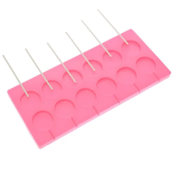 DIY Round Candy Mold High Heat Resistant Lollipop 12 Cavities Circle Candy Silicone Chocolate Molds