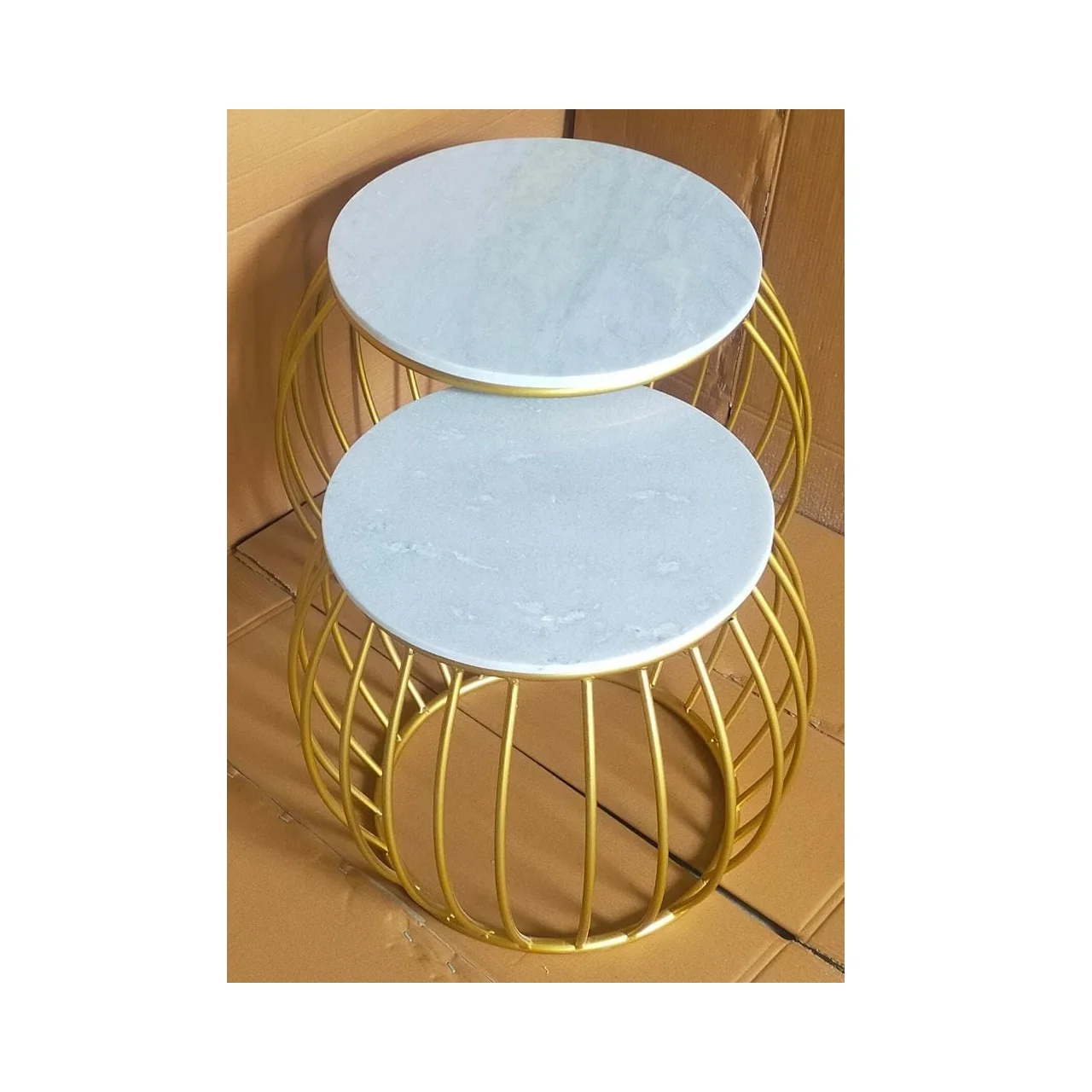 Top Quality White Marble Top Table Set Of 2 Pieces Home & Office & Bar Decorative Tables