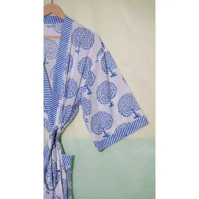 Кимоно с принтом дерева домашняя одежда мягкое и удобное Макси-Платье ночная Пижама халат индийский ручной работы хлопковый Халат