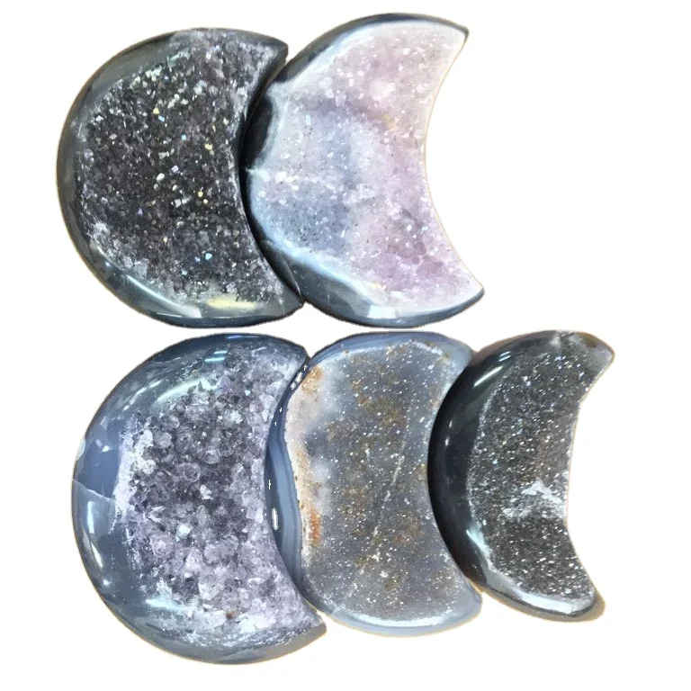 Качественный жеод ручной работы DRUZY MOON AGATE домашний декор уникальный стиль камень для фэн-шуй оптом для подарков