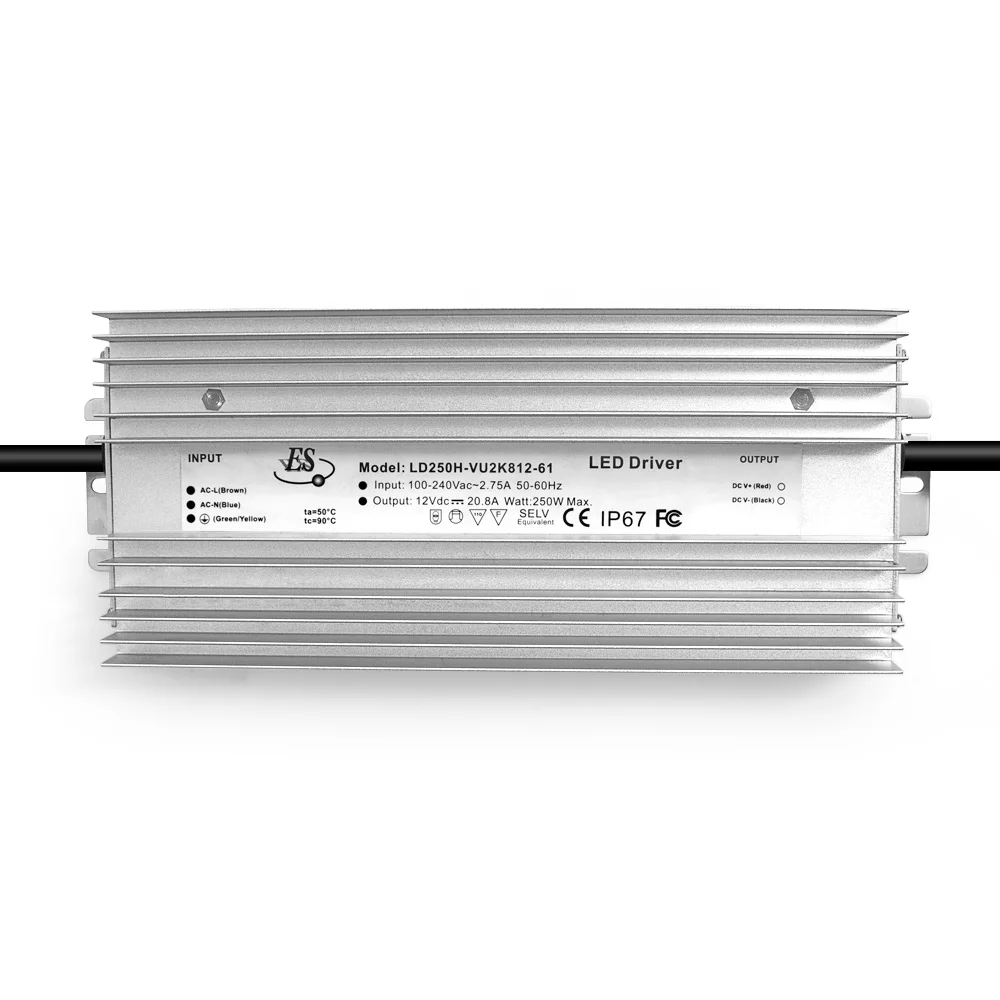 Flicker free 12v 24v 36v 48v power supply 200W 300W 400W constant voltage IP67 waterproof high efficiency led