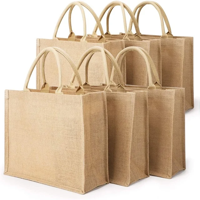 Custom Brand Logo Printed Jute Promotional Bag / Plain Medium Size Jute Bag Available At Low Price