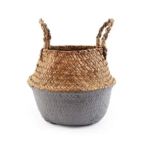 Woven Basket Sustainable Wholesales Natural rattan Seagrass gift pack BELLY BASKET WITH LID Home decor Handicraft in Vietnam