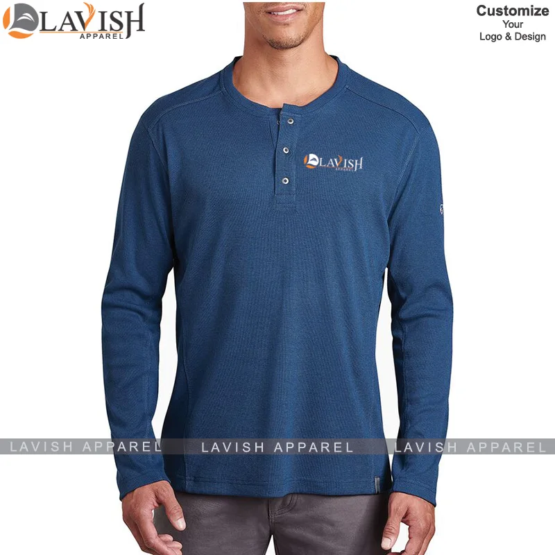 
Unique product Best quality 100% cotton henley t shirt full sleeve custom made by lavish apparel 