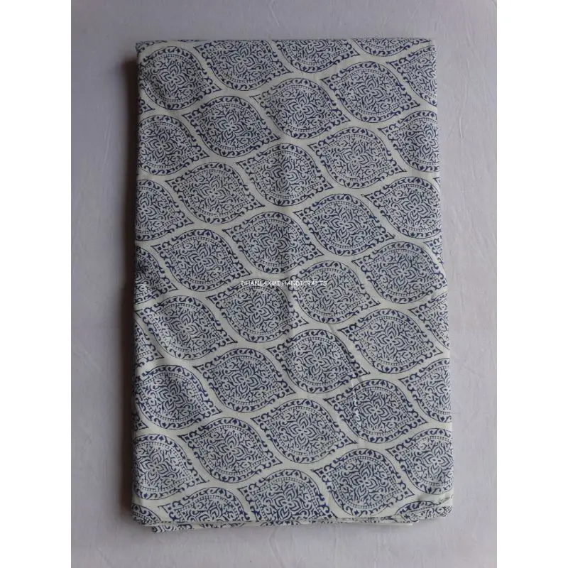 Indian White Dress Material Floral Hand Block Wholesale Running Fabric 100% Cotton Printed