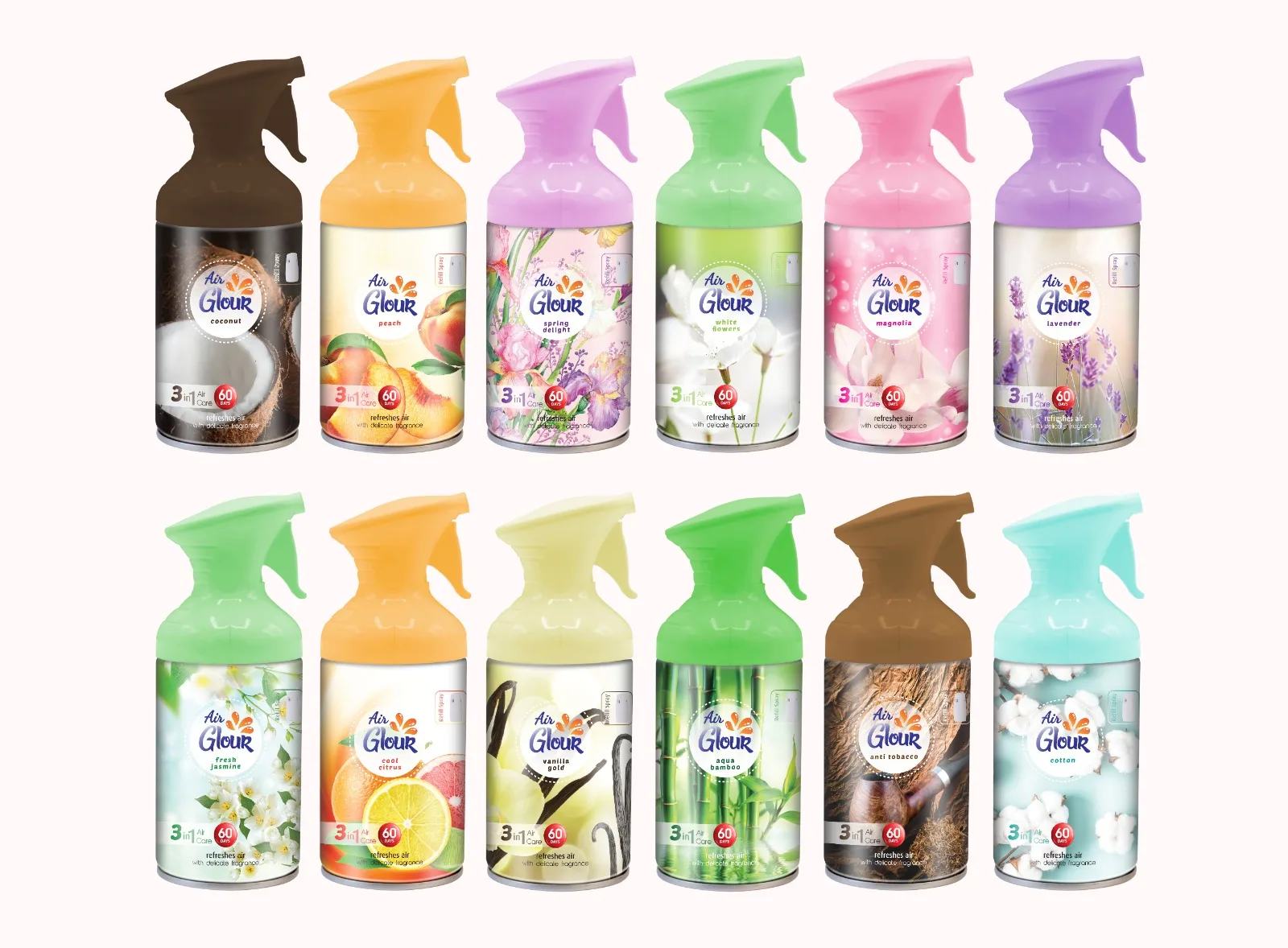 Air Glour Cotton Scent Air Freshener 250 ML Special Design with Trigger 3 in 1 60 Days  Private Label Available Made in Turkey