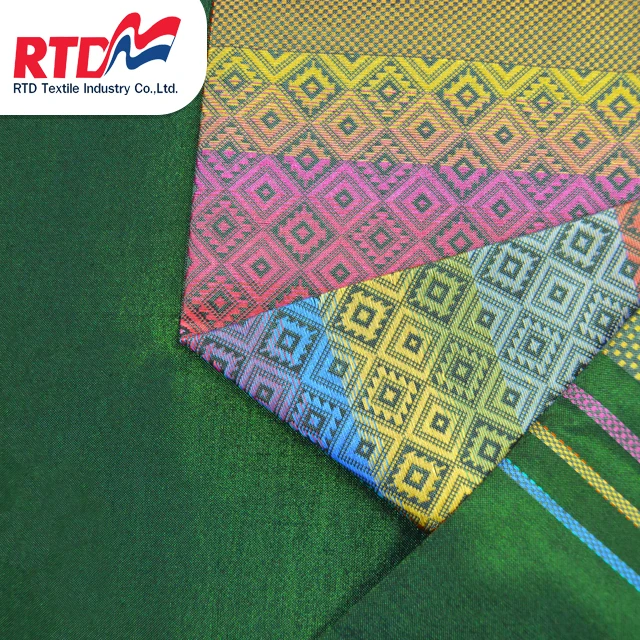 
RTD традиционный тканый тайский Материал 100% полиэстер для тайского саронг-изумруд RJ 1334 