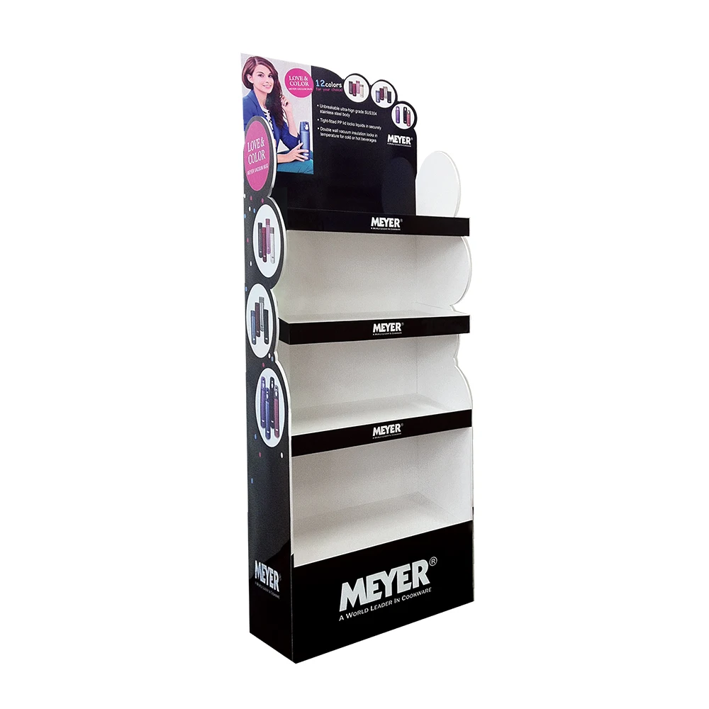 С принтом по индивидуальному заказу гофрированная ПВХ супермаркет POSM стойки отображения для товара дисплея