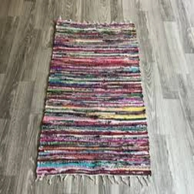 Indian Cotton Chindi Rag Rug Vintage Hand Woven Home Hotel Outdoor Custom Adults Fabric Floor Assorted Hand Loom 10F