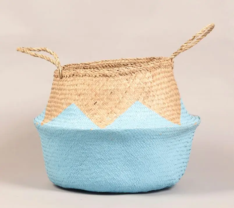 Cute pink solid color handmade collapsible laundry basket with handles foldable laundry basket