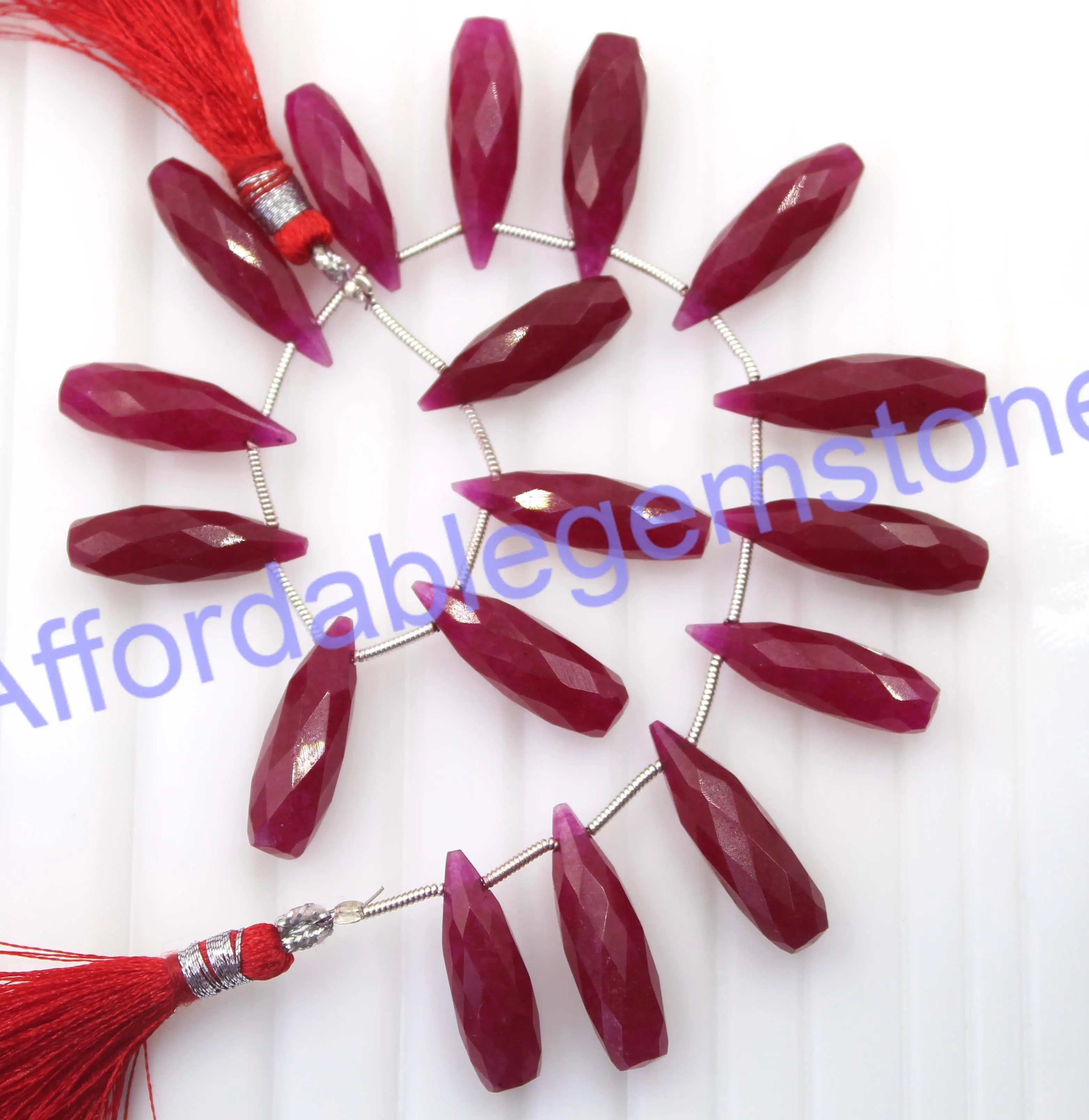 Натуральный окрашенный рубин отверстие драгоценный камень оптовая продажа бусины из натурального камня полированные драгоценные камни граненый