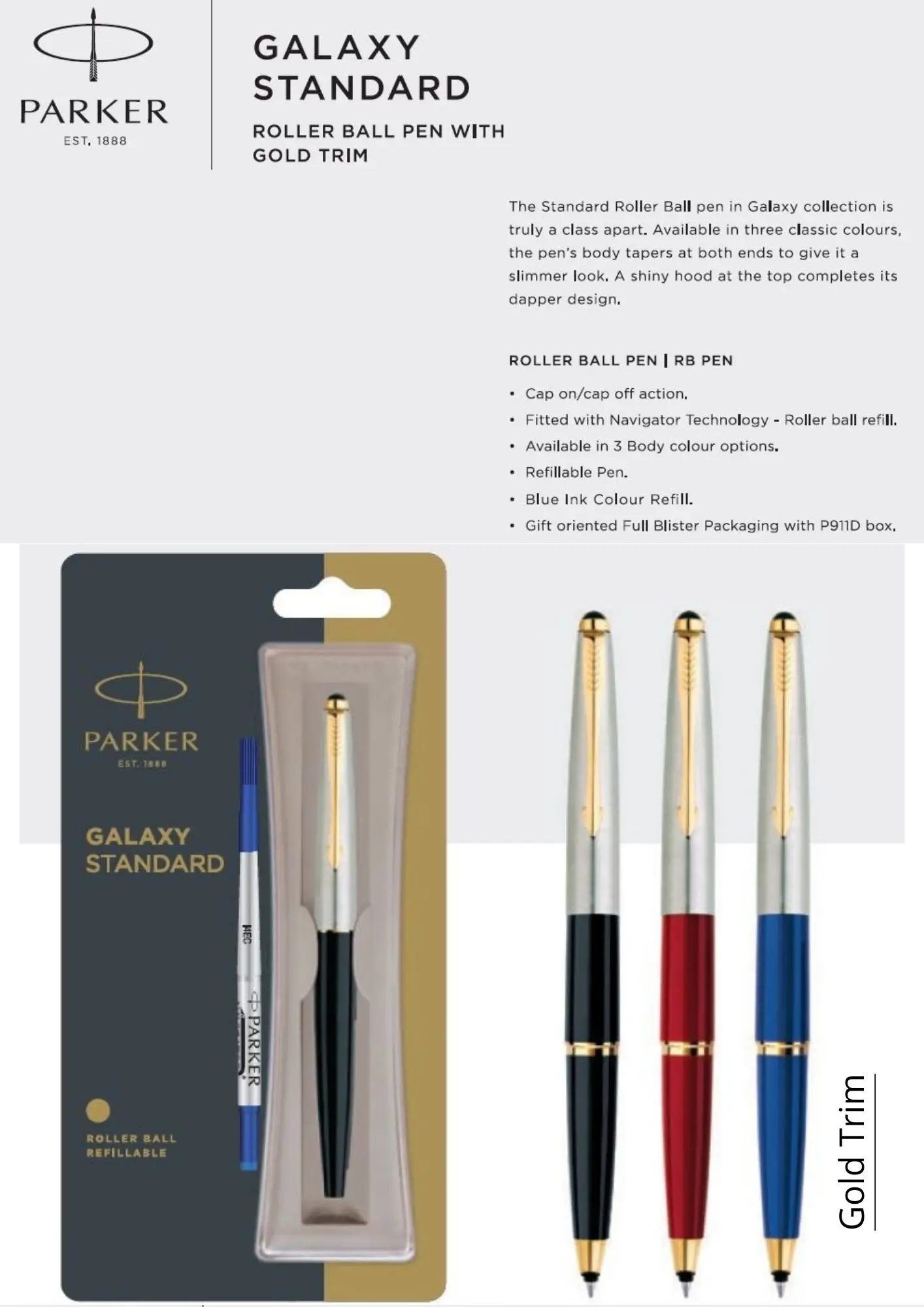  Шариковая ручка Parker galaxy стандартная нержавеющая сталь Золотая отделка черный корпус премиум класса роскошные рекламные пользовательские ручки