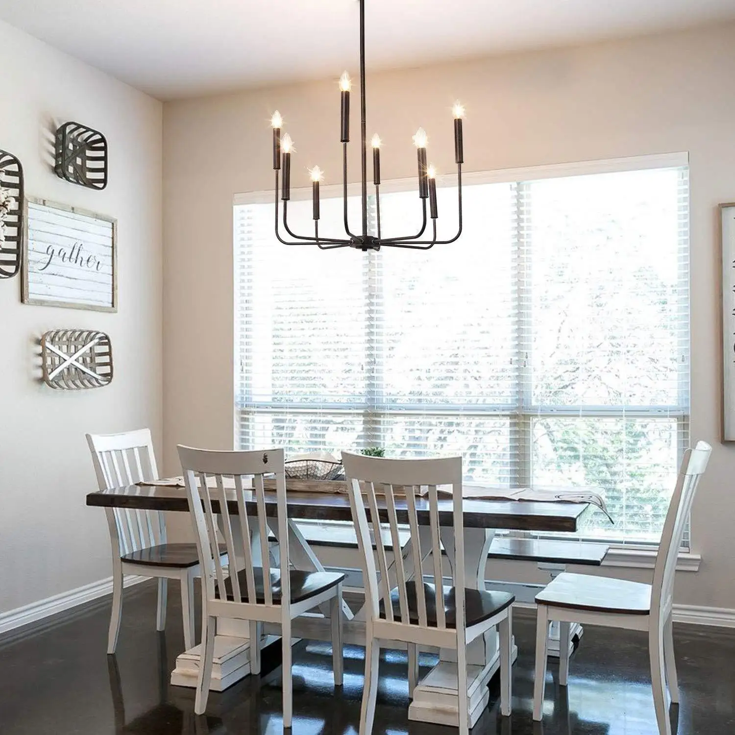 industrial style 8 bulbs black color wrought iron chandelier